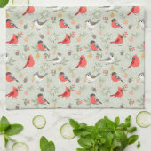 Schattige kerstvogelpatroon vakantieontwerp theedoek (Gevouwen)