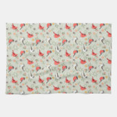 Schattige kerstvogelpatroon vakantieontwerp theedoek (Horizontaal)