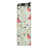 Schattige kerstvogelpatroon vakantieontwerp thermosbeker (Gedraaid links)