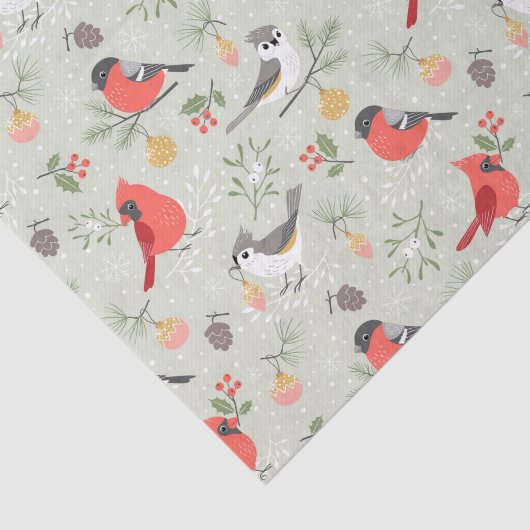 Schattige kerstvogelpatroon vakantieontwerp tissuepapier (Detail)