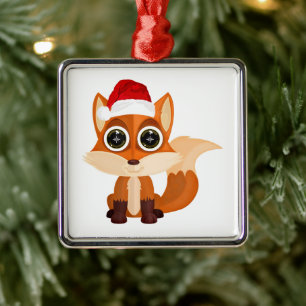 Schattige Kerstvos Cartoon Kerstfeest Dier Feestel Metalen Ornament