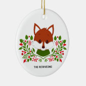 Schattige Kerstvosfoto Keramisch Ornament (Rechts)