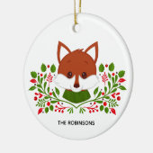Schattige Kerstvosfoto Keramisch Ornament (Links)