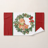 Schattige Kerstvossen met Kerstkrans Rood Handdoek (Handdoek)