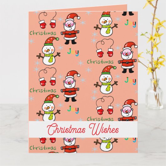 schattige kerstvreugde kaart (Gele Bloem)