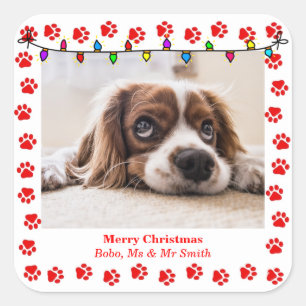 Schattige  kerstwensen met hond vierkante sticker