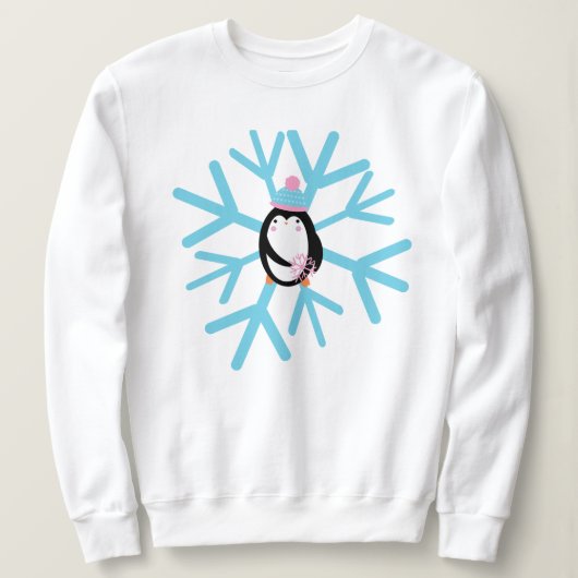 Schattige kerstwinter met pinguïn Snowflake Trui (Design voorkant)