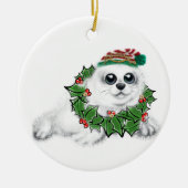Schattige kerstzeehondenjong feestelijk Arctic ani Keramisch Ornament (Voorkant)