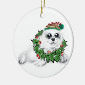 Schattige kerstzeehondenjong feestelijk Arctic ani Keramisch Ornament (Links)