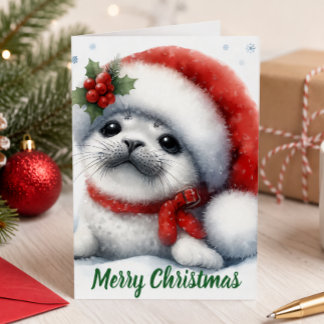 Schattige Kerstzegel Feestdagen Kaart