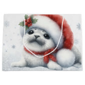 Schattige Kerstzegel Groot Cadeauzakje (Voorkant)