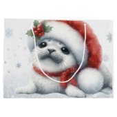 Schattige Kerstzegel Groot Cadeauzakje (Achterkant)