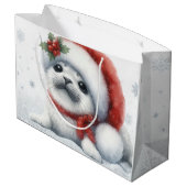 Schattige Kerstzegel Groot Cadeauzakje (Achterkant Gekanteld)