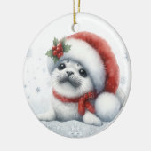 Schattige Kerstzegel Keramisch Ornament (Links)