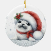 Schattige Kerstzegel Keramisch Ornament (Achterkant)