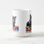 SCHATTIGE KERSTZWART KATJE MET LAMPJES KOFFIEMOK (Center)