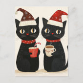 Schattige kerstzwarte katten briefkaart (Voorkant)