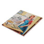 schattige  keukendame tegeltje (Zijkant)