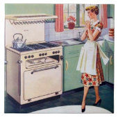 schattige keukendame tegeltje (Voorkant)