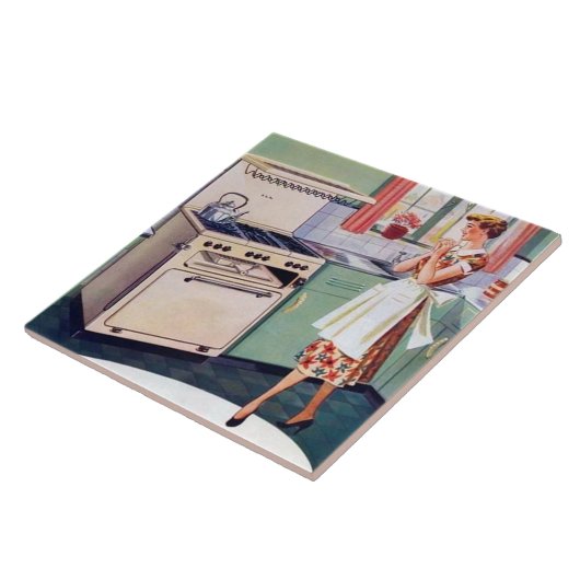 schattige keukendame tegeltje (Zijkant)