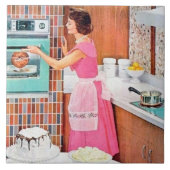 schattige keukendame tegeltje (Voorkant)