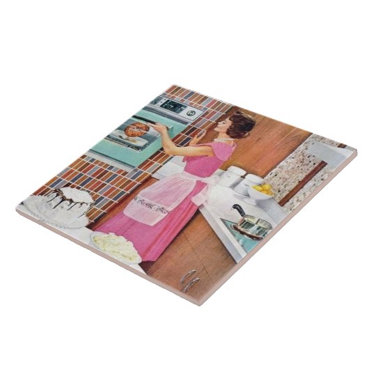 schattige keukendame tegeltje (Zijkant)