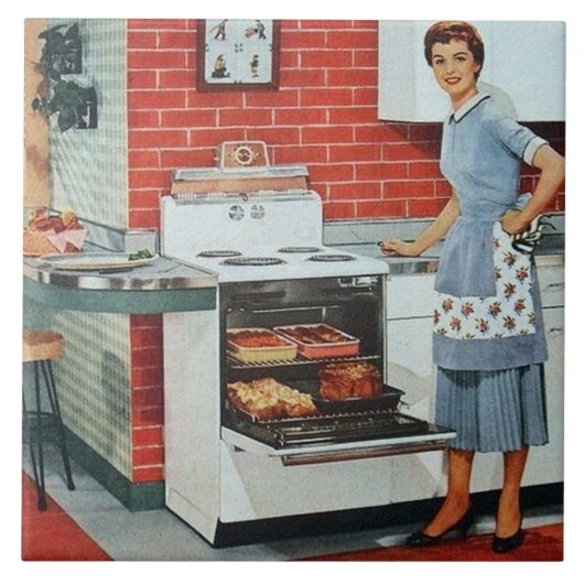 schattige  keukendame tegeltje (Voorkant)