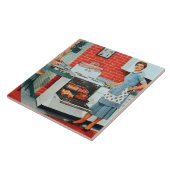 schattige  keukendame tegeltje (Zijkant)