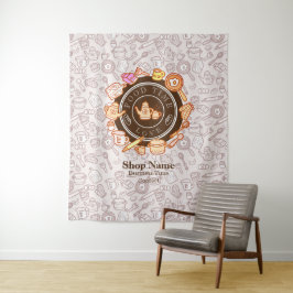 Schattige keukengerei bruin tapijt wandkleed