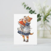 Schattige Keukenkat hugs haar gebroken dollar. Briefkaart (Staand voorkant)