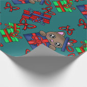 Schattige keukenkat in pakket met Bowtie-Cadeaus Cadeaupapier (Hoek)