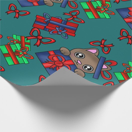 Schattige keukenkat in pakket met Bowtie-Cadeaus Cadeaupapier (Hoek)