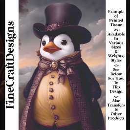 Schattige Keurige Pinguïn, Jas & Hoge Hoed BH1 Dec Tissuepapier