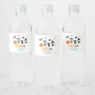 Schattige kids Halloween verjaardag Trick or Treat Waterfles Etiket