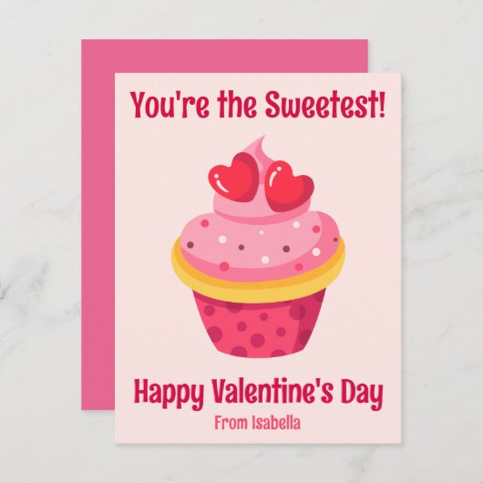 Schattige Kids Klas Valentine's Day Zoete Cupcake Feestdagenkaart (Voorkant / Achterkant)