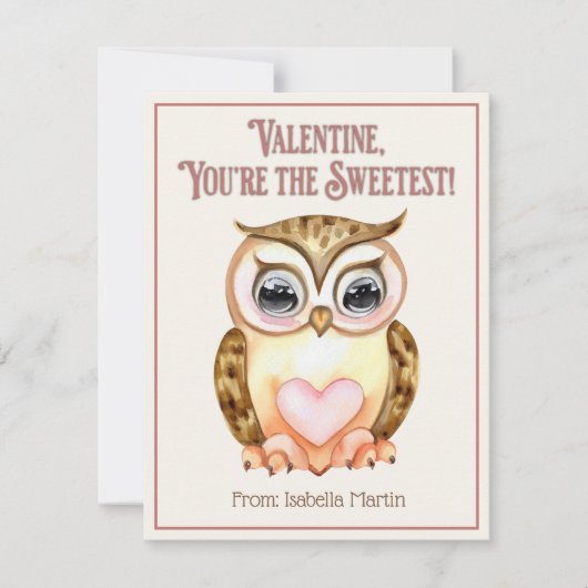 Schattige Kids Klas Valentine's Day Zoete Uil Feestdagenkaart (Voorkant)