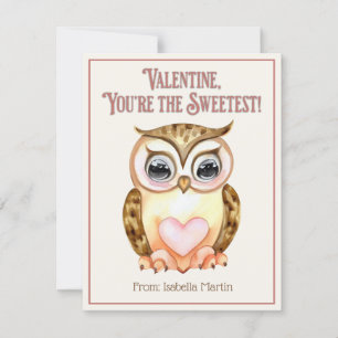 Schattige Kids Klaslokaal Valentijnsdag Zoete Uil Feestdagenkaart