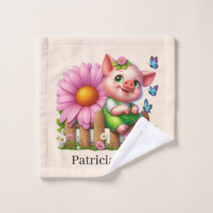 Schattige kids speciale naam toevoegen varkens mei washandje
