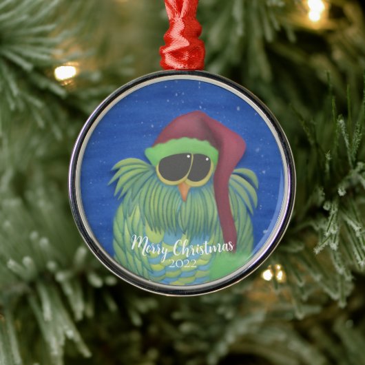 Schattige kieuwen met metaal van Santa Hat Metalen Ornament (Boom)