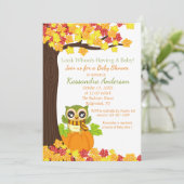 Schattige kieuwen op een pompoenuitnodiging voor B Kaart (Staand voorkant)