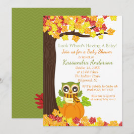 Schattige kieuwen op een pompoenuitnodiging voor B Kaart