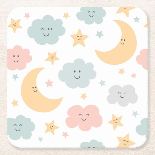 Schattige Kijken in de Sky Pattern Kartonnen Onderzetters (Voorkant)