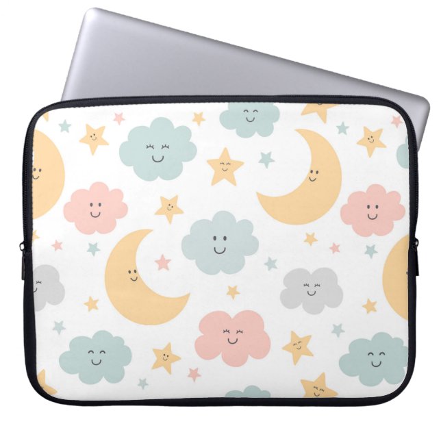 Schattige Kijken in de Sky Pattern Laptop Sleeve (Voorkant)