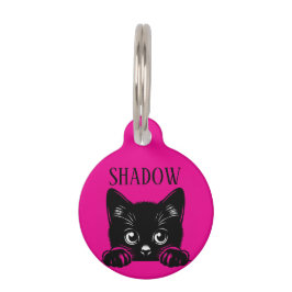 Schattige Kijkende Kat Gepersonaliseerd  Huisdierpenning
