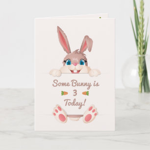 Schattige Kijkende Konijn Verjaardag Gelukzalighei Kaart