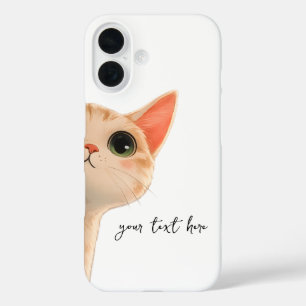 Schattige Kijkende Oranje Lapjeskat Aangepaste Tek iPhone 16 Hoesje