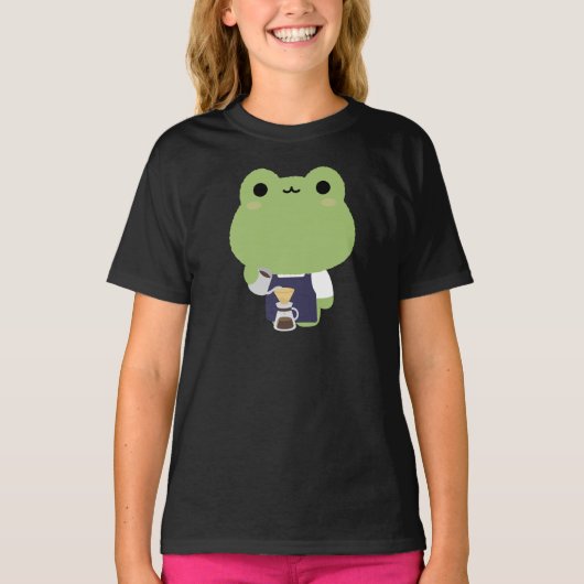 Schattige Kikker Barista T-shirt (Voorkant)