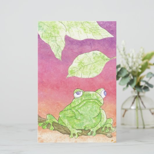 schattige kikker briefpapier (Staand voorkant)