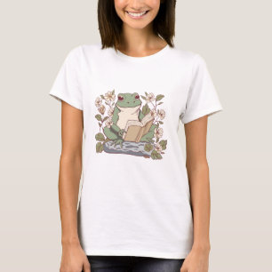 Schattige kikker die een boek leest t-shirt