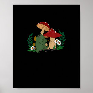 Schattige kikker die fluit speelt Cottagecore Gobl Poster